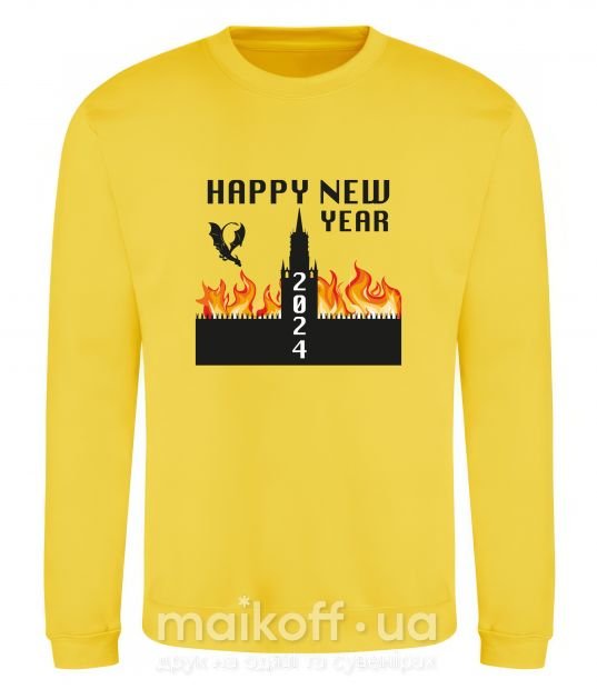 Свитшот Happy New Year 2024 Солнечно желтый фото
