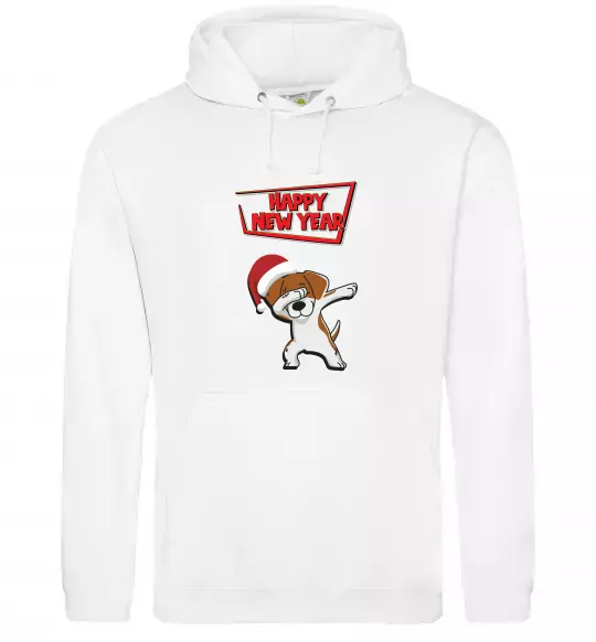 Мужская толстовка (худи) Happy New Year Pes Patron Белый фото