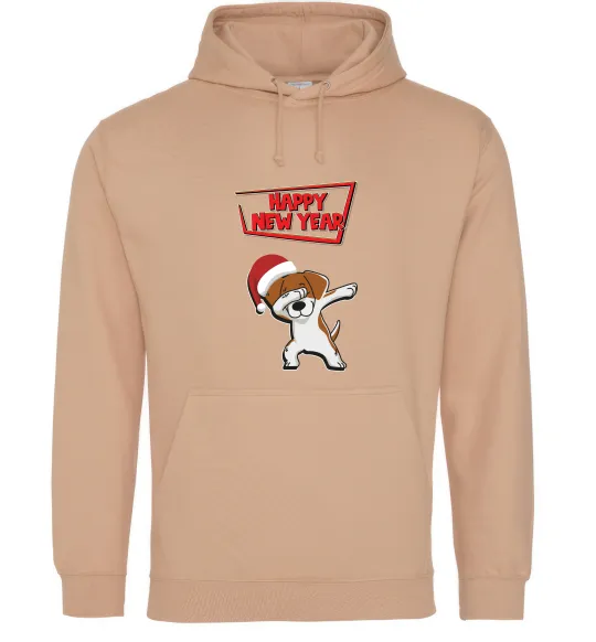 Мужская толстовка (худи) Happy New Year Pes Patron Песочный фото