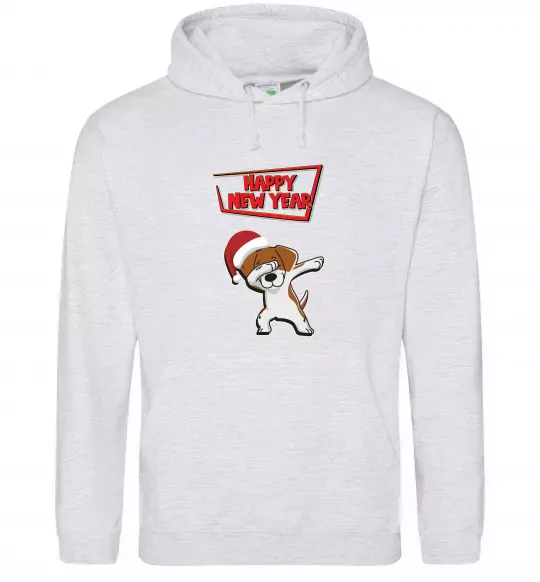 Жіноча толстовка (худі) Happy New Year Pes Patron Сірий меланж фото