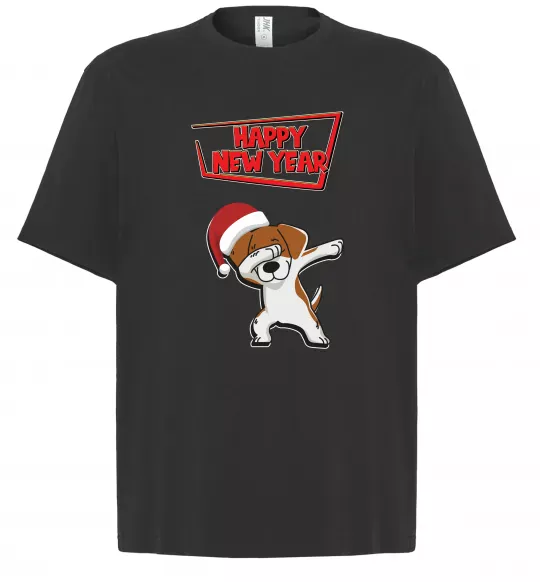 Футболка Оверсайз Happy New Year Pes Patron Черный фото