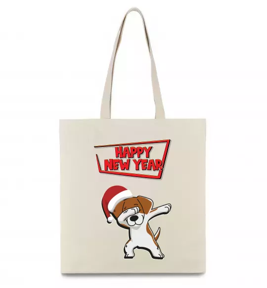 Еко-сумка Happy New Year Pes Patron Бежевий фото