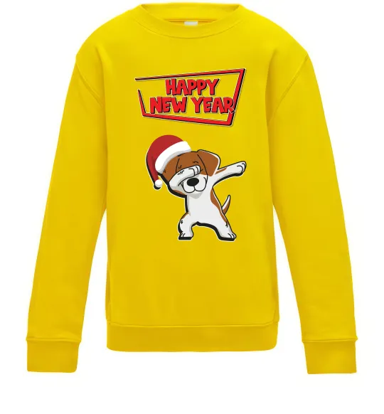 Детский Свитшот Happy New Year Pes Patron Солнечно желтый фото