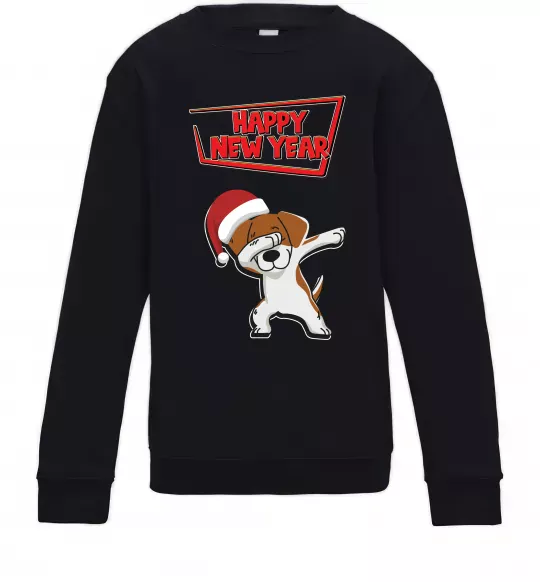 Детский Свитшот Happy New Year Pes Patron Черный фото