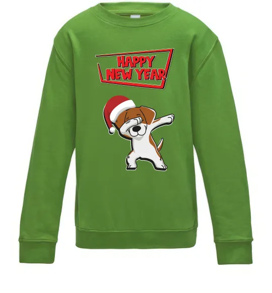 Детский Свитшот Happy New Year Pes Patron Лаймовый фото