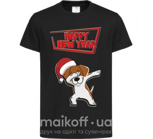 Детская футболка Happy New Year Pes Patron Черный фото