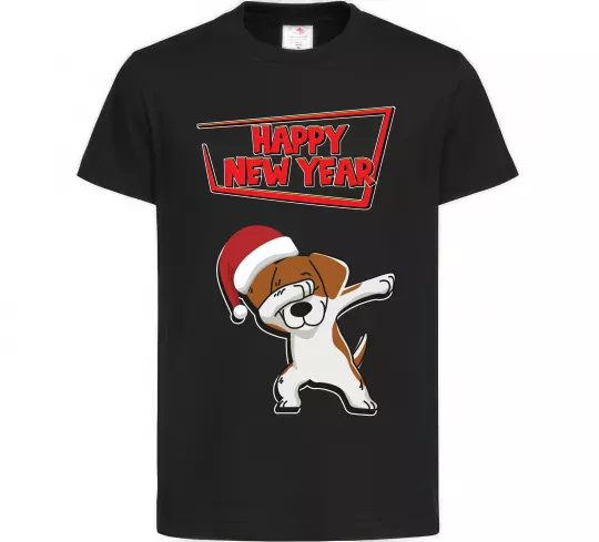 Детская футболка Happy New Year Pes Patron Черный фото