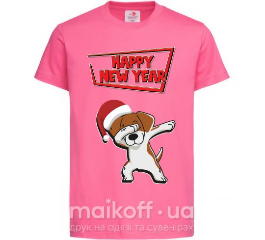Детская футболка Happy New Year Pes Patron Ярко-розовый фото