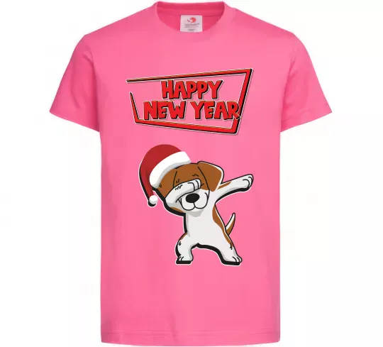 Детская футболка Happy New Year Pes Patron Ярко-розовый фото