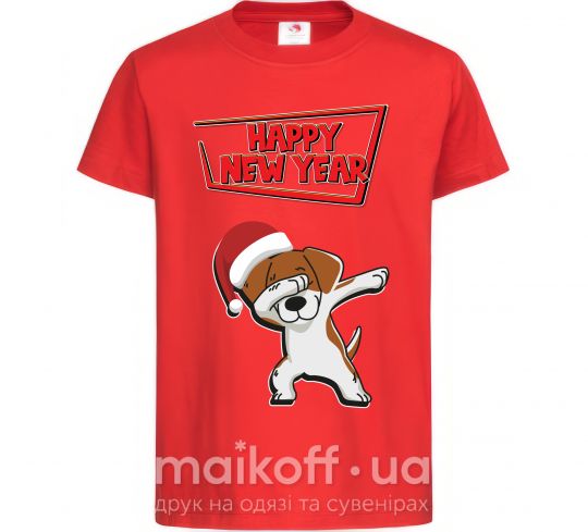 Детская футболка Happy New Year Pes Patron Красный фото