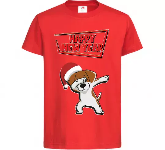 Детская футболка Happy New Year Pes Patron Красный фото