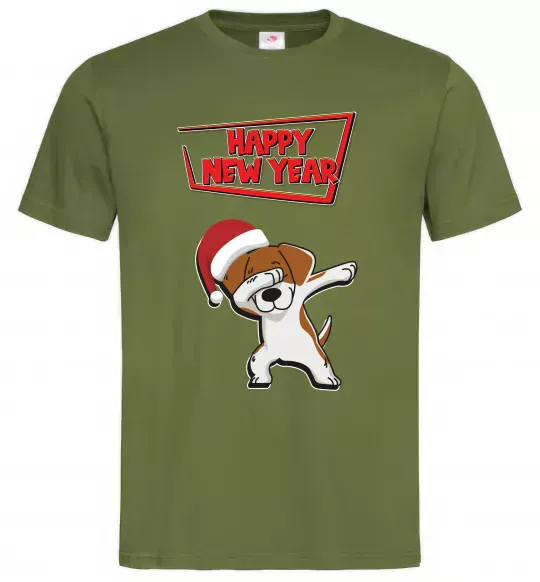 Мужская футболка Happy New Year Pes Patron Оливковый фото