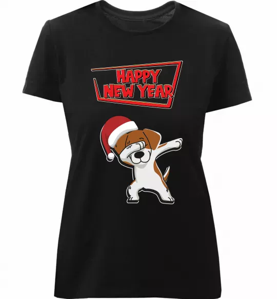 Женская премиум футболка Happy New Year Pes Patron Черный фото