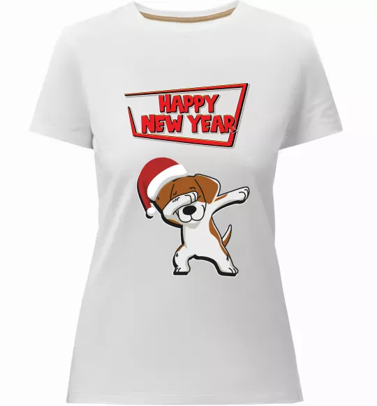 Женская премиум футболка Happy New Year Pes Patron Белый фото