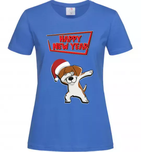 Женская футболка Happy New Year Pes Patron Ярко-синий фото