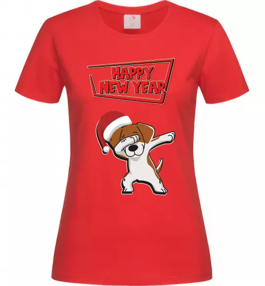 Женская футболка Happy New Year Pes Patron Красный фото