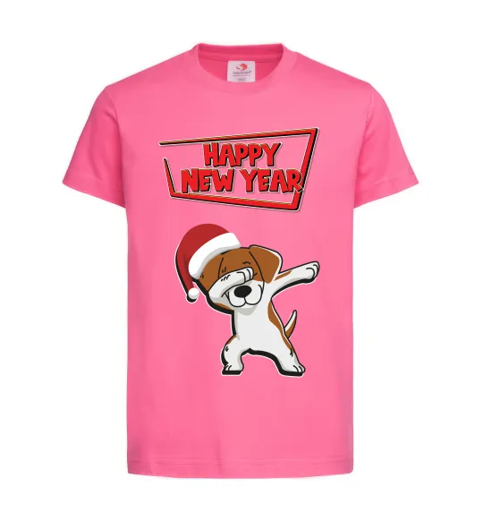 Дитяча футболка Happy New Year Pes Patron Яскраво-рожевий фото