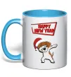 Чашка з кольоровою ручкою Happy New Year Pes Patron Блакитний фото