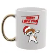 Чашка з кольоровою ручкою Happy New Year Pes Patron Золото фото