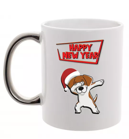 Чашка з кольоровою ручкою Happy New Year Pes Patron Срібло фото