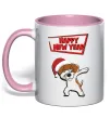Чашка з кольоровою ручкою Happy New Year Pes Patron Ніжно рожевий фото