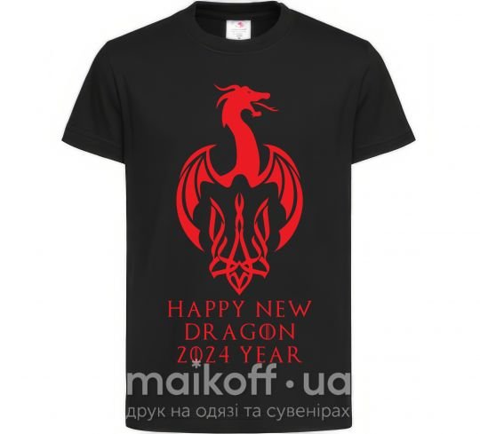 Дитяча футболка Happy New Dragon 2024 Year Чорний фото