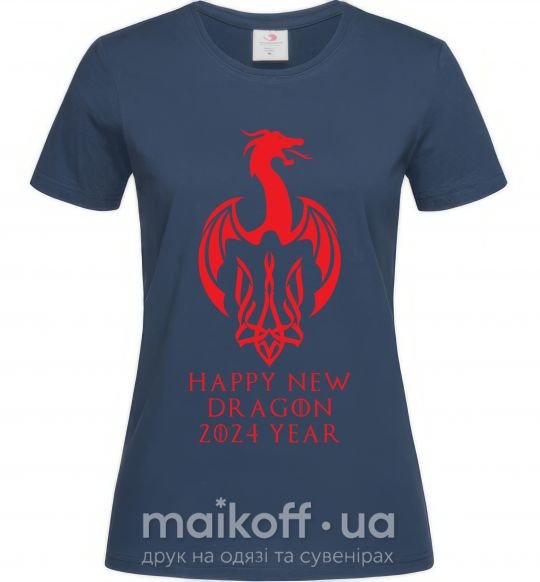 Женская футболка Happy New Dragon 2024 Year Темно-синий фото