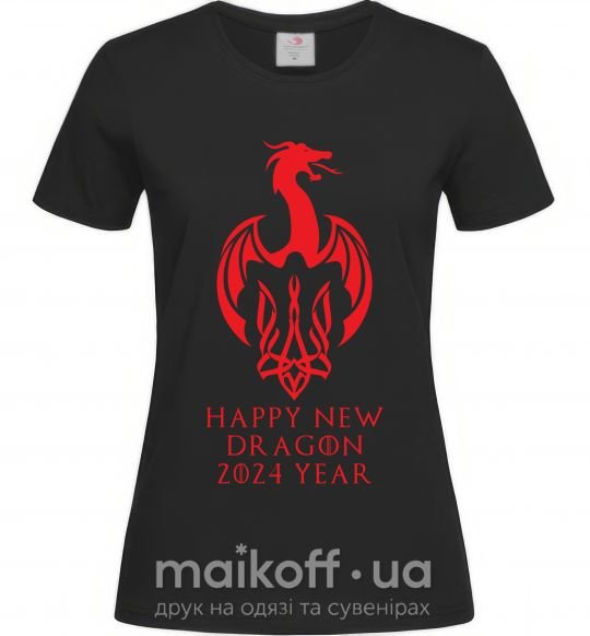 Женская футболка Happy New Dragon 2024 Year Черный фото
