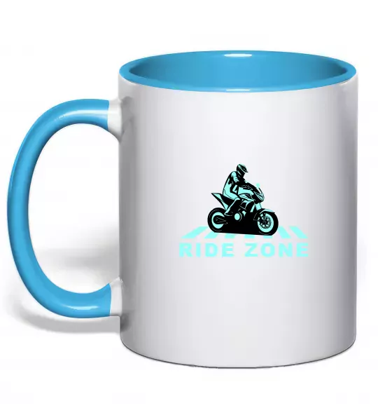 Чашка з кольоровою ручкою Ride Zone Блакитний фото