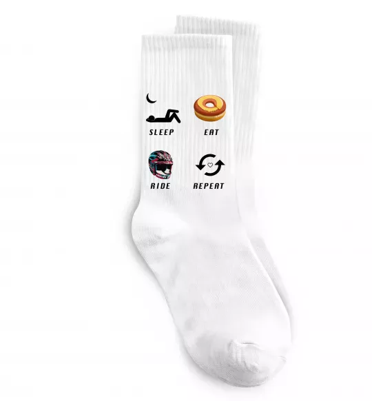 Носки Sleep Eat Ride Repeat Белый фото
