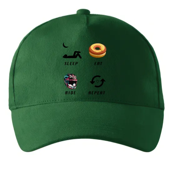 Кепка Sleep Eat Ride Repeat Темно-зеленый фото