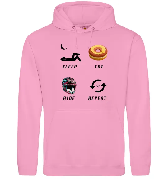 Мужская толстовка (худи) Sleep Eat Ride Repeat Розовый фото