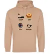 Мужская толстовка (худи) Sleep Eat Ride Repeat Песочный фото