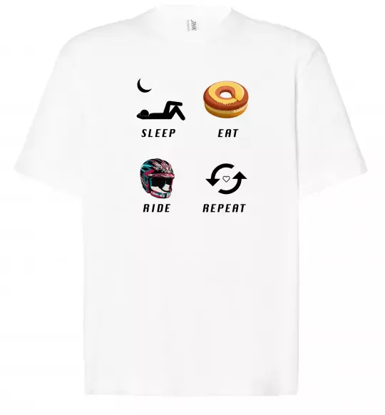 Футболка Оверсайз Sleep Eat Ride Repeat Белый фото