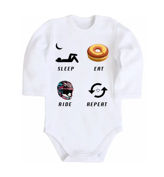 Детский боди Sleep Eat Ride Repeat Белый фото