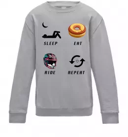 Дитячий світшот Sleep Eat Ride Repeat Сірий меланж фото