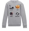 Детский Свитшот Sleep Eat Ride Repeat Серый меланж фото