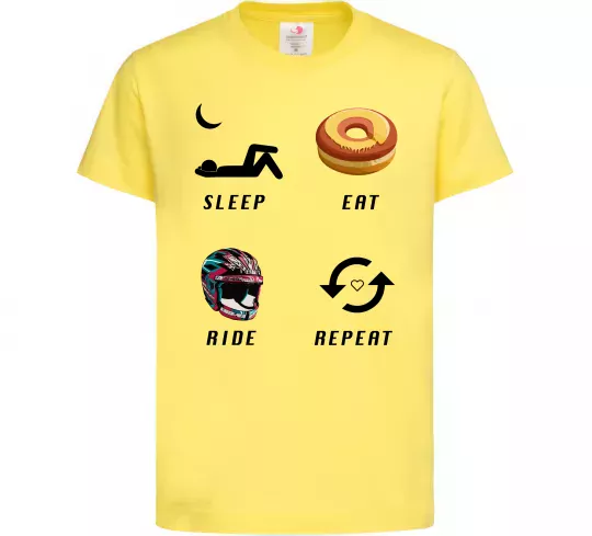 Дитяча футболка Sleep Eat Ride Repeat Лимонний фото