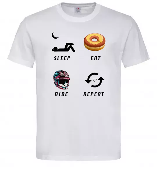 Мужская футболка Sleep Eat Ride Repeat Белый фото