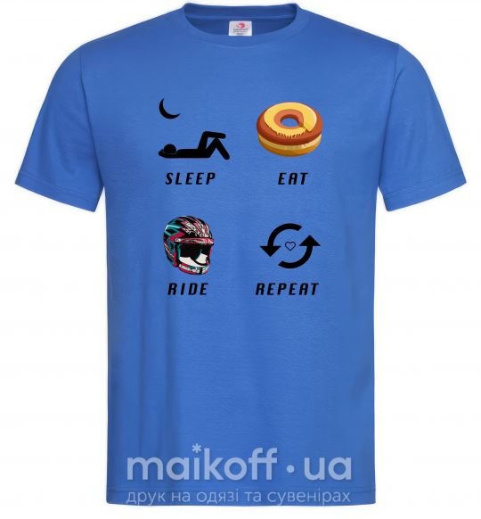 Мужская футболка Sleep Eat Ride Repeat Ярко-синий фото