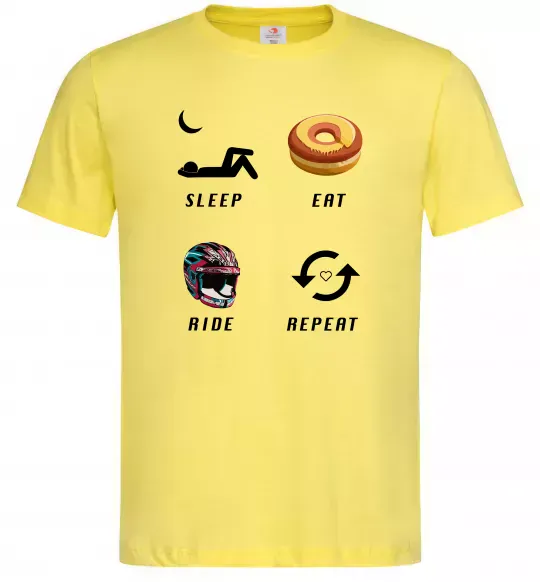 Мужская футболка Sleep Eat Ride Repeat Лимонный фото