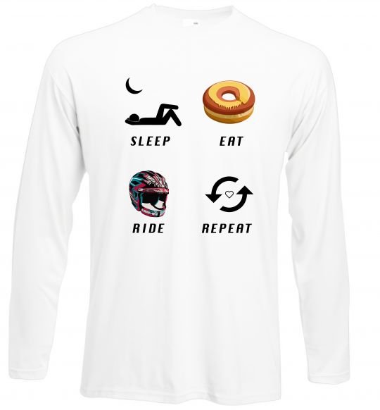 Реглан Sleep Eat Ride Repeat Білий фото