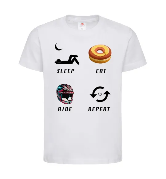 Детская футболка Sleep Eat Ride Repeat Белый фото