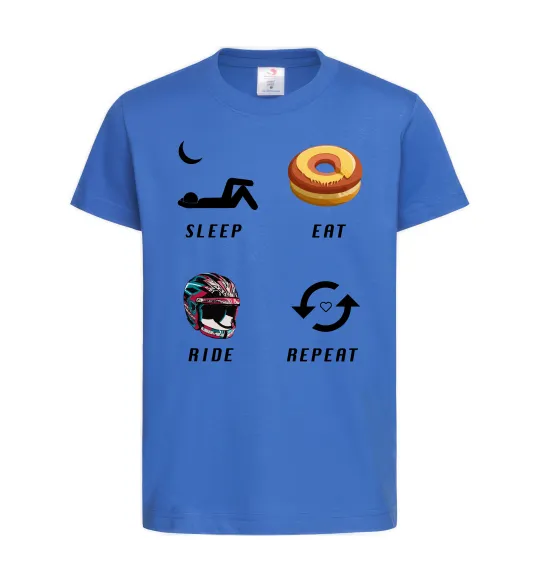 Детская футболка Sleep Eat Ride Repeat Ярко-синий фото