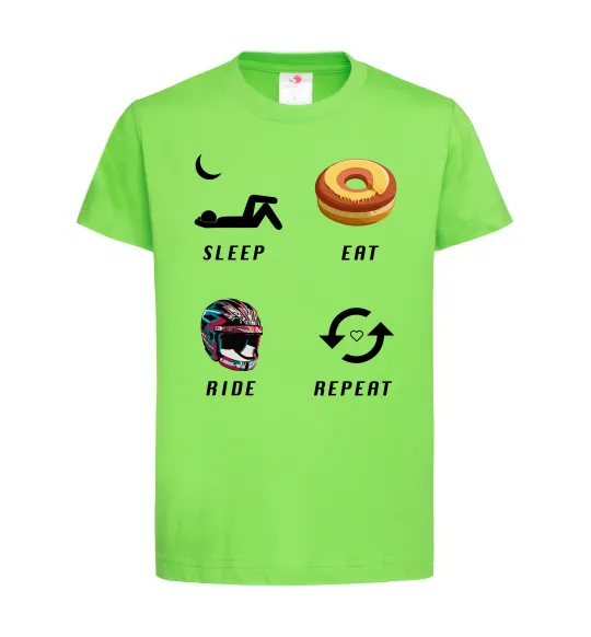 Детская футболка Sleep Eat Ride Repeat Лаймовый фото