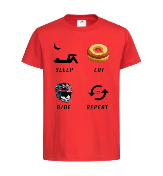 Детская футболка Sleep Eat Ride Repeat Красный фото
