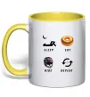 Чашка с цветной ручкой Sleep Eat Ride Repeat Солнечно желтый Чашка с цветной ручкой Sleep Eat Ride Repeat Солнечно желтый фото