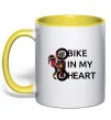 Чашка з кольоровою ручкою Bike in my heart Сонячно жовтий Чашка з кольоровою ручкою Bike in my heart Сонячно жовтий фото