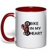 Чашка с цветной ручкой Bike in my heart Красный фото