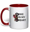 Чашка з кольоровою ручкою Bike in my heart Червоний Чашка з кольоровою ручкою Bike in my heart Червоний фото